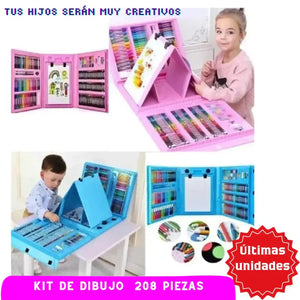 Kit De Arte y Dibujo Infantil 208 Piezas Estimula La Imaginación 🎨